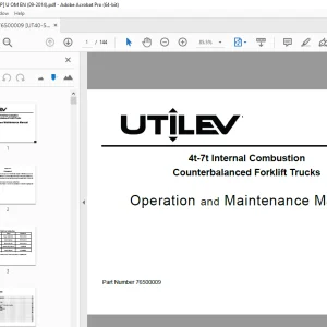 UTILEV 4t-7t Internal Combustion Forklift Trucks Operation Manual PDF
