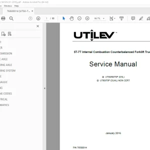 UTILEV 5T-7T Internal Combustion Counterbalanced Forklift Truck Service Manual PDF