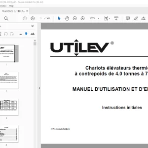 UTILEV Chariots élévateurs 4.0 à 7.0 tonnes MANUEL D'UTILISATION PDF