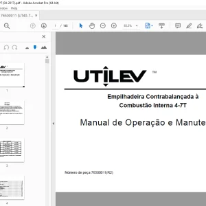 UTILEV Empilhadeira Contrabalançada à Combustão Interna 4-7T Manual de Operação PDF