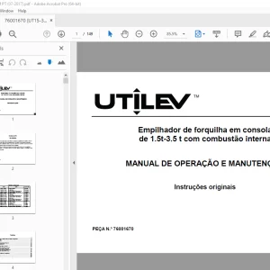 UTILEV Empilhador de forquilha em consola de 1.5t-3.5t  MANUAL DE OPERAÇÃO PDF