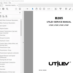 UTILEV Forklift Truck 285 UT20P, UT25P, UT30P, UT35P Service Manual PDF
