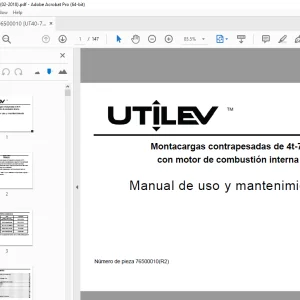 UTILEV Montacargas contrapesadas de 4t-7t con motor de combustión interna Manual de uso PDF