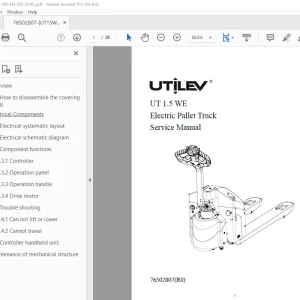 UTILEV UT 1.5 WE Electric Pallet Truck Service Manual - PDF DOWNLOAD