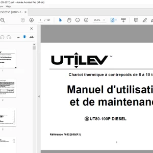 UTILEV UT80 100P DIESEL Chariot thermique de 8 à 10 tonnes Manuel d'utilisation PDF