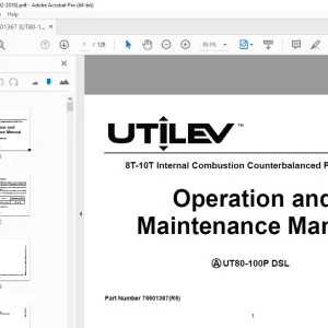 UTILEV UT80-100P DSL 8T-10T Internal Combustion Forklift Truck Operation Manual PDF