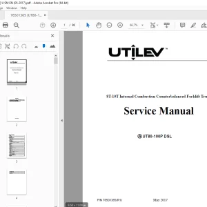 UTILEV UT80-100P DSL 8T-10T Internal Combustion Forklift Truck Service Manual PDF