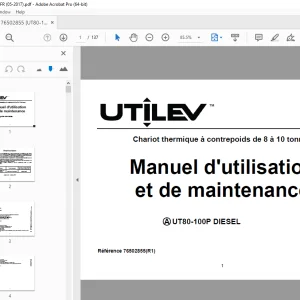 UTILEV UT80-100P Diesel Chariot thermique 8 à 10 tonnes Manuel d'utilisation PDF
