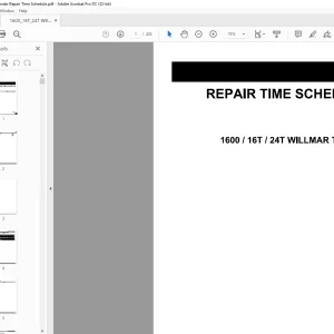 Willmar NA Material Handling 1600  16T  24T WILLMAR TENDER REPAIR TIME SCHEDULE Manual