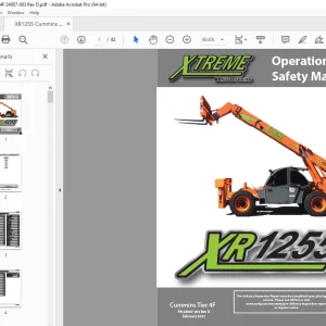 XTREME Telehandler XR1255 Cummins Tier 4F Operation & Safety Manual PDF