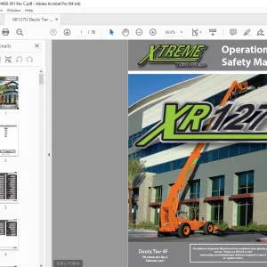 XTREME Telehandler XR1270 Deutz Tier 4F Operation & Safety Manual PDF