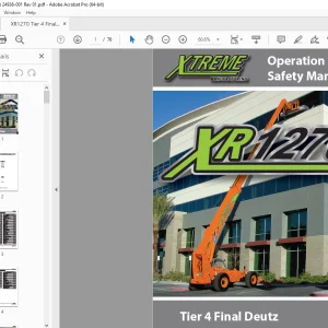 XTREME Telehandler XR1270 Tier 4 Final Deutz Operation & Safety Manual PDF