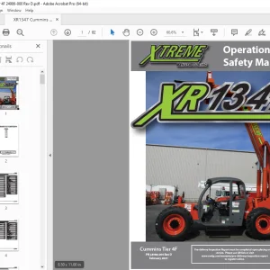 XTREME Telehandler XR1347 Cummins Tier 4F Operation & Safety Manual PDF