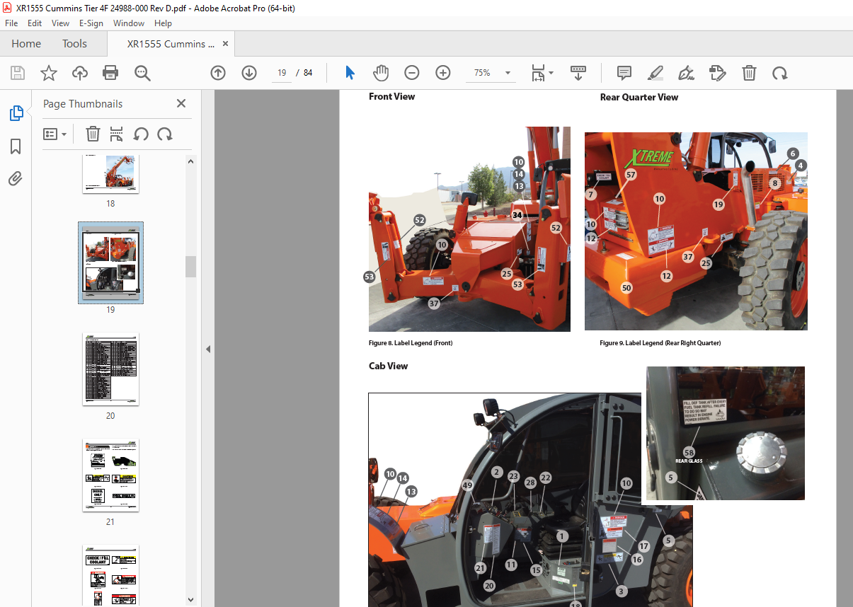 XTREME Telehandler XR1555 Cummins Tier 4F Operation & Safety Manual PDF ...
