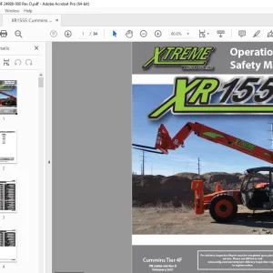 XTREME Telehandler XR1555 Cummins Tier 4F Operation & Safety Manual PDF