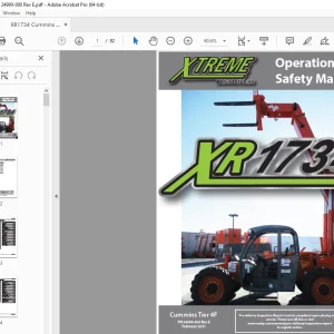 XTREME Telehandler XR1734 Cummins Tier 4F Operation & Safety Manual PDF