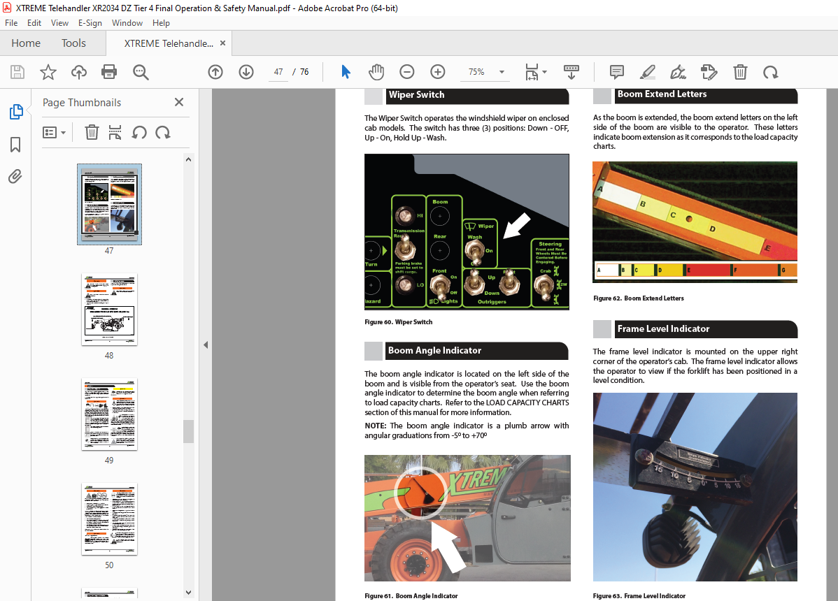 XTREME Telehandler XR2034 DZ Tier 4 Final Operation & Safety Manual PDF ...