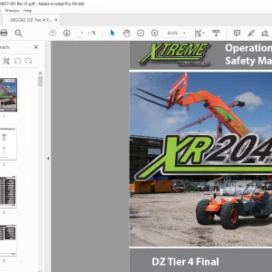 XTREME Telehandler XR2042 DZ Tier 4 Final Operation & Safety Manual PDF