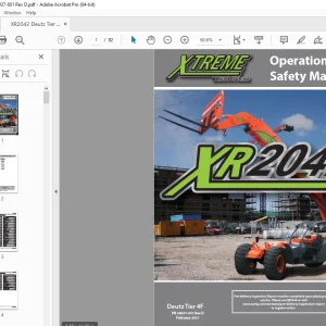 XTREME Telehandler XR2042 Deutz Tier 4F Operation & Safety Manual PDF