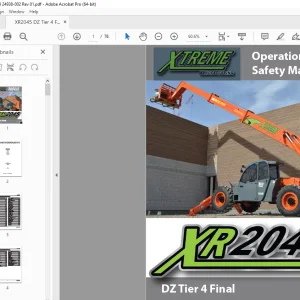 XTREME Telehandler XR2045 DZ Tier 4 Final Operation & Safety Manual PDF