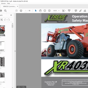 XTREME Telehandler XR4030 Cummins Tier 4F Operation & Safety Manual PDF