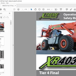XTREME Telehandler XR4030 Tier 4 Final Operation & Safety Manual PDF