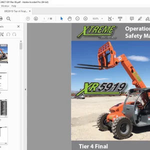 XTREME Telehandler XR5919 Tier 4 Final Operation & Safety Manual PDF