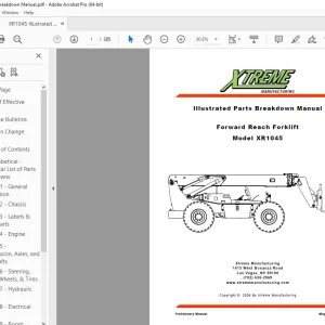 XTREME XR1045 Forward Reach Forklift Parts Manual - PDF DOWNLOAD