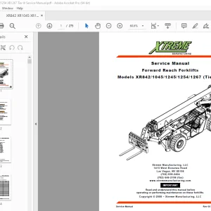 XTREME XR842/1045/1245/1254/1267 (Tier III) Forward Reach Forklift Service Manual PDF
