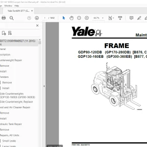 Yale Forklift 877 (GDP130 140 160EB Europe) Service Manual PDF