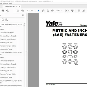 Yale Forklift 909 (GLPGDP80VX, GLPGDP80VX9, GLPGDP90VX Europe) Service Manual PDF