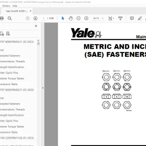 Yale Forklift A390 (GLPGDP20MX, GLPGDP25MX, GLPGDP35MX Europe) Service Manual PDF