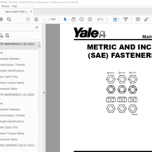 Yale Forklift A390 (GPGLP040MX, GP050MX, GP060MX) Service Manual – PDF DOWNLOAD