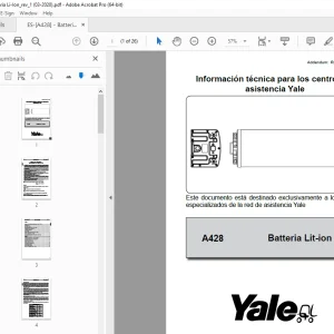 Yale Forklift A428 Batteria Lit-ion MANTENIMIENTO Y REPARACIÓN PDF