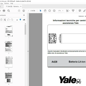 Yale Forklift A428 Batteria Lit-ion MANUTENZIONE E RIPARAZIONE PDF