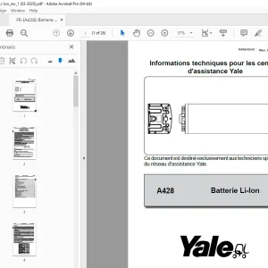 Yale Forklift A428 Batterie Li-Ion ENTRETIEN ET RÉPARATION PDF