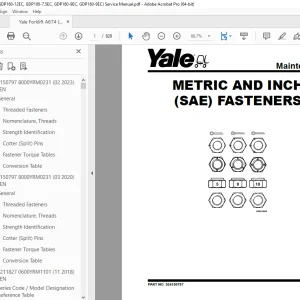 Yale Forklift A674 (GDP160-12EC, GDP180-7.5EC, GDP180-9EC, GDP160-9EC) Service Manual PDF