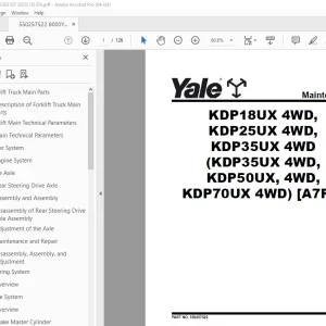Yale Forklift A7R8 (KDP18UX 4WD, KDP25UX 4WD, KDP35UX 4WD) Service Manual PDF