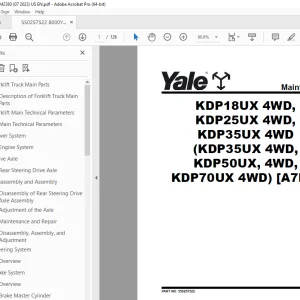 Yale Forklift A7R8 (KDP35UX 4WD, KDP50UX 4WD, KDP70UX 4WD) Service Manual PDF