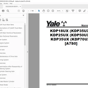 Yale Forklift A7S0 (KDP18UX, KDP25UX, KDP35UX) Service Manual PDF