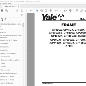 Yale Forklift A7S6 (GP40UX, GP45UX, GP50UX5) Service Manual PDF