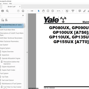 Yale Forklift A7T0 (GP110UX, GP135UX, GP155UX) Service Manual PDF
