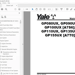 Yale Forklift A7T0 (GP50UX6, GP60UX6, GP70UX6 Europe) Service Manual PDF