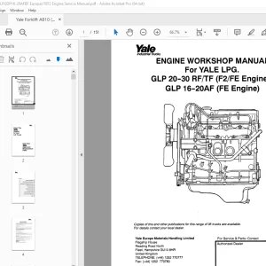 Yale Forklift A810 (GLPGDP16-20AFBF Europe) FEF2 Engine Service Manual PDF
