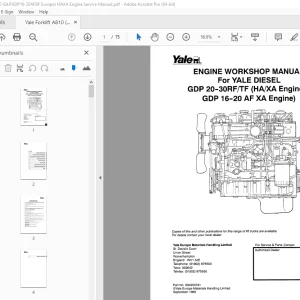 Yale Forklift A810 (GLPGDP16-20AFBF Europe) HAXA Engine Service Manual PDF