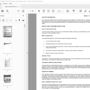 Yale Forklift A810 (GPGLP030-040AF) EF2 Engine Service Manual PDF