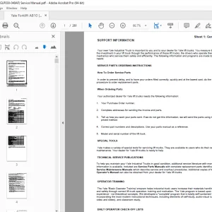 Yale Forklift A810 (GPGLP030-040AF) Service Manual – PDF DOWNLOAD