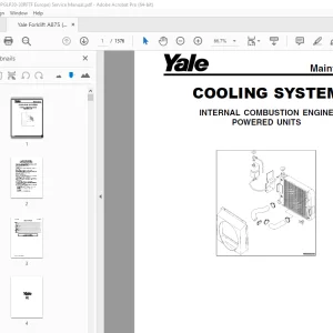Yale Forklift A875 (GDPGLP20-30RFTF Europe) Service Manual – PDF DOWNLOAD