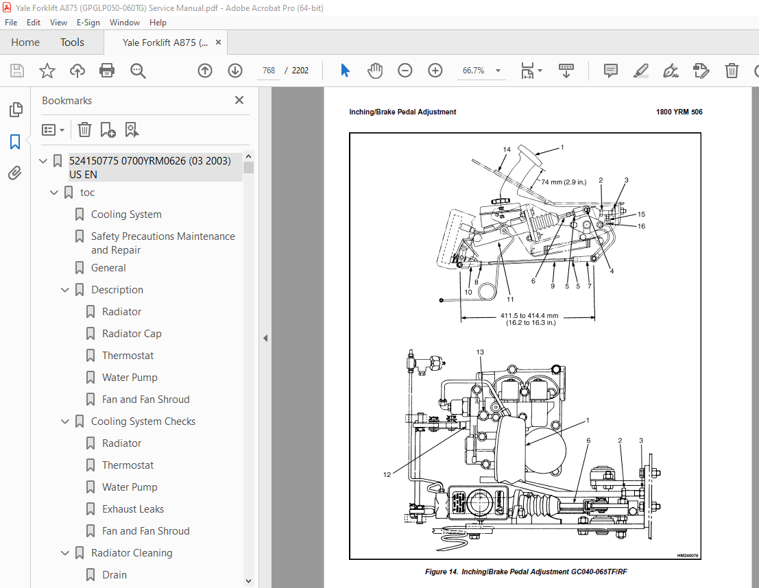 Yale Forklift A875 (GPGLP050-060TG) Service Manual – PDF DOWNLOAD ...