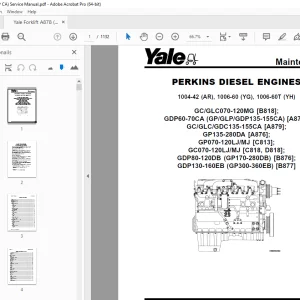 Yale Forklift A878 (GDP CA) Service Manual - PDF DOWNLOAD